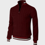 Herren Strickpullover mit Reißverschluss und Streifenmuster-Bordeaux-S-Luzern Mode