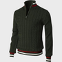 Herren Strickpullover mit Reißverschluss und Streifenmuster-Grün-S-Luzern Mode