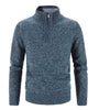 Herren Strickpullover mit Reißverschluss und Stehkragen-Blau-M-Luzern Mode