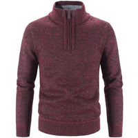 Herren Strickpullover mit Reißverschluss und Stehkragen-Bordeauxrot-M-Luzern Mode