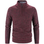 Herren Strickpullover mit Reißverschluss und Stehkragen-Bordeauxrot-M-Luzern Mode