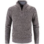 Herren Strickpullover mit Reißverschluss und Stehkragen-Braun-M-Luzern Mode
