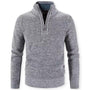 Herren Strickpullover mit Reißverschluss und Stehkragen-Grau-M-Luzern Mode