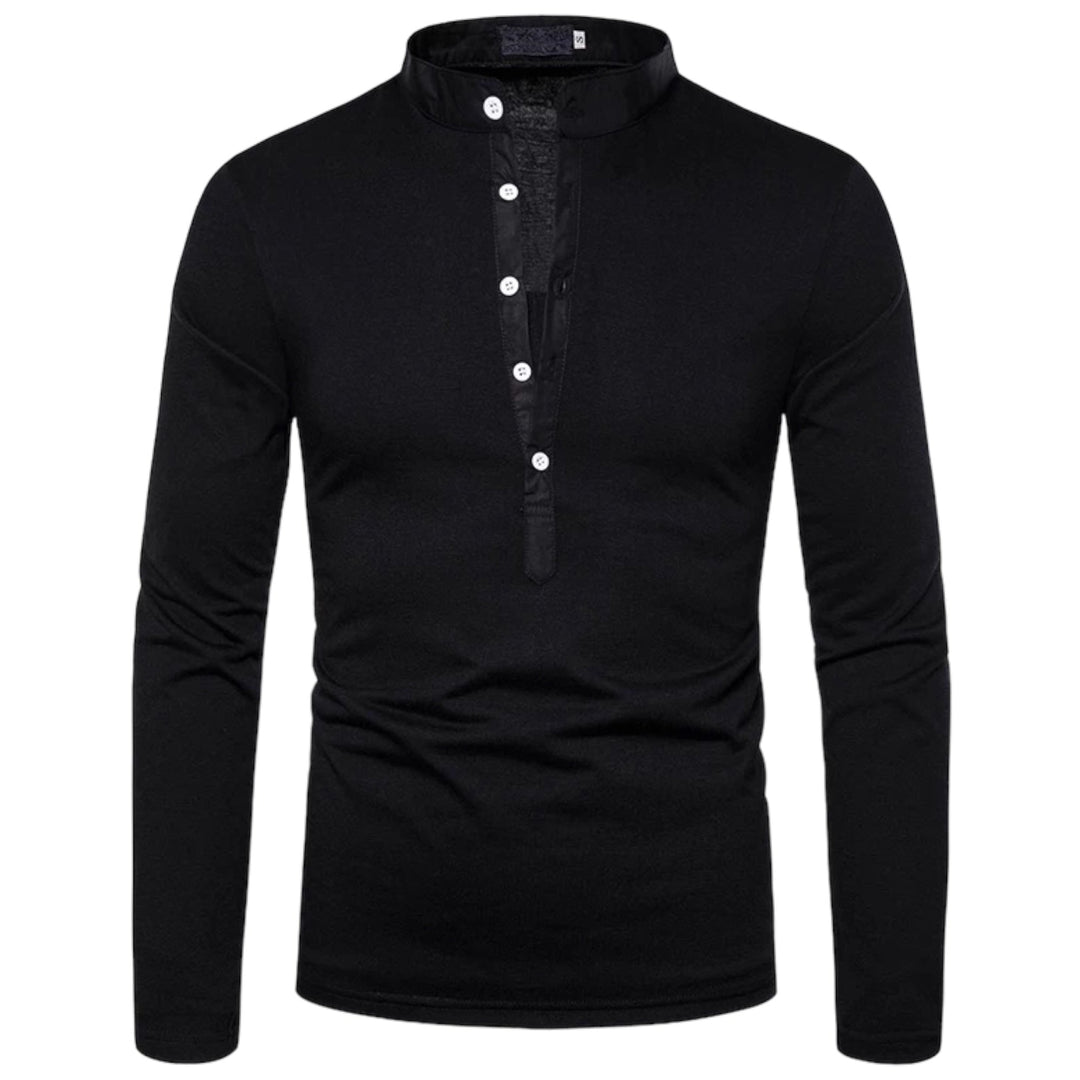 Herren Pullover Langarm Rundhals Basic Sweatshirt Casual-Schwarz-S-Luzern Mode