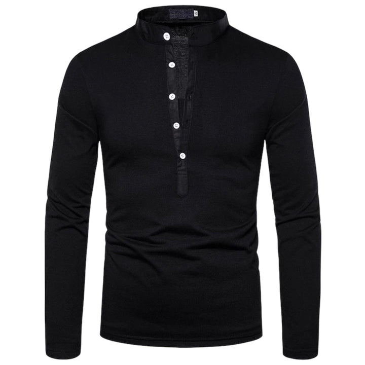 Herren Pullover Langarm Rundhals Basic Sweatshirt Casual-Schwarz-S-Luzern Mode