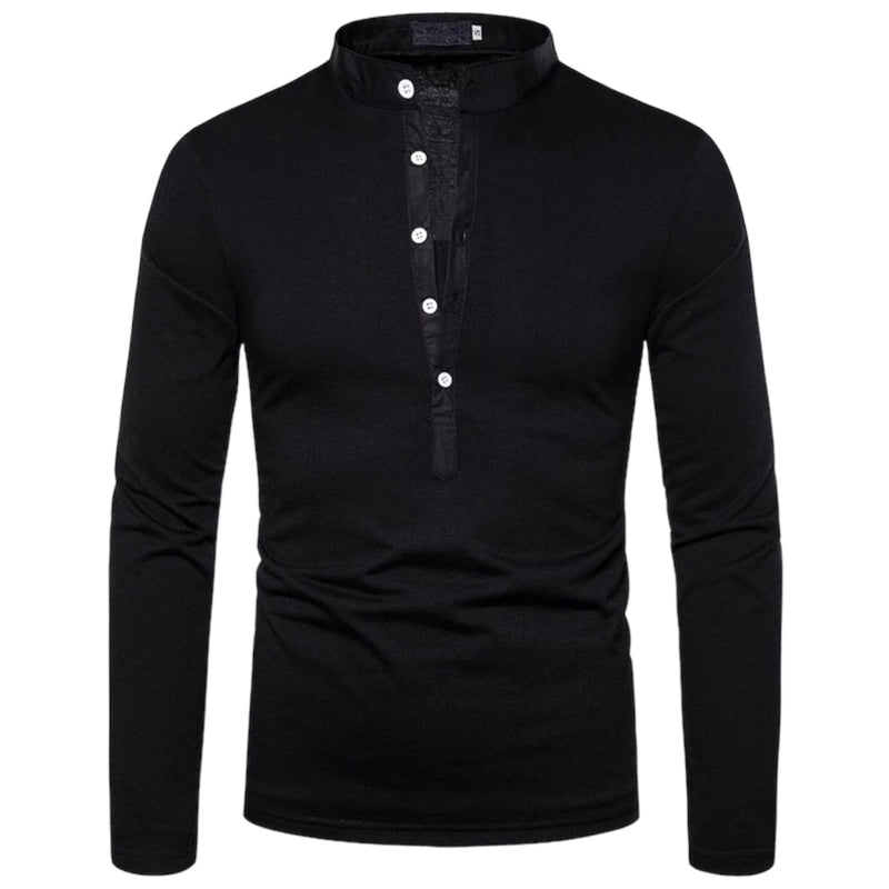 Herren Pullover Langarm Rundhals Basic Sweatshirt Casual-Schwarz-S-Luzern Mode