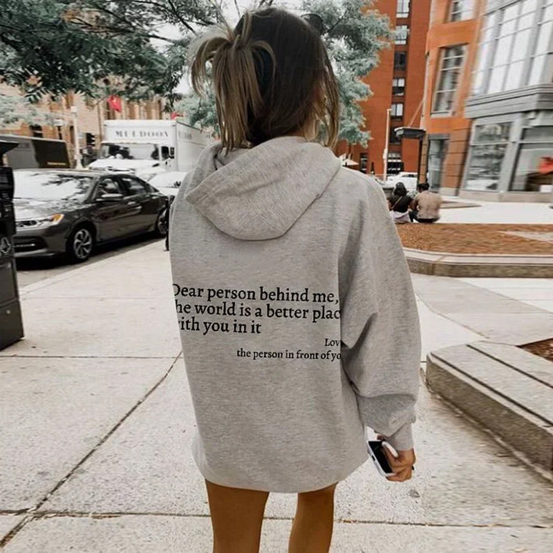 Oversize Hoodie mit Rückenaufdruck - Unisex Streetwear Mode-Grau-S-Luzern Mode