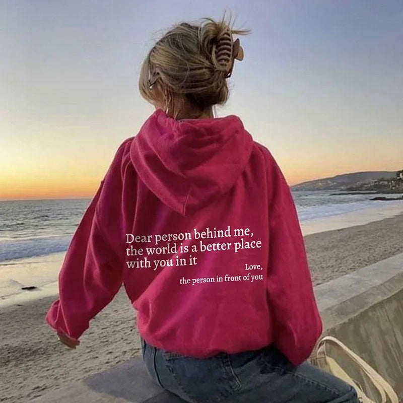 Oversize Hoodie mit Rückenaufdruck - Unisex Streetwear Mode-Rot-S-Luzern Mode