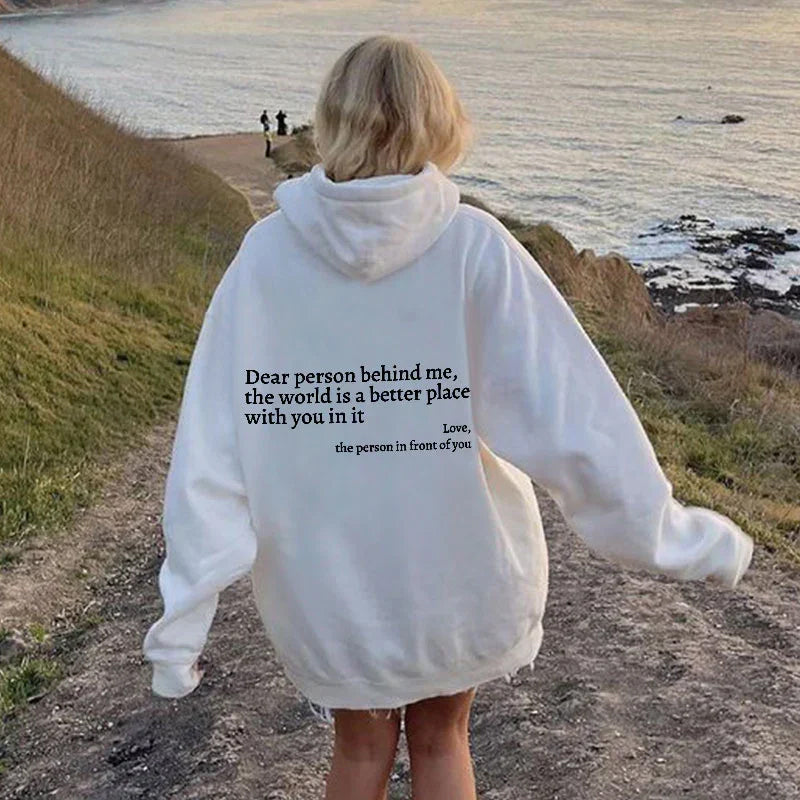 Oversize Hoodie mit Rückenaufdruck - Unisex Streetwear Mode-Weiß-S-Luzern Mode