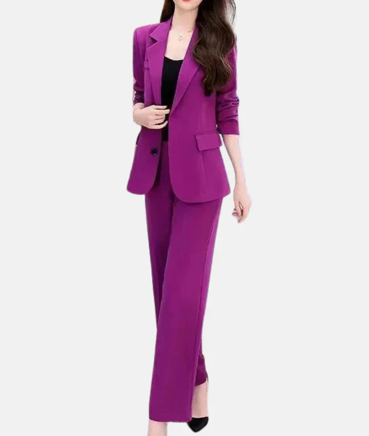 Eleganter Damen Business Anzug - Zweiteiliger Hosenanzug-Lila-XS-Luzern Mode