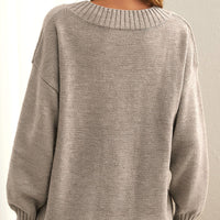 Damen Strickpullover V-Ausschnitt Oversize Wintermode-Luzern Mode