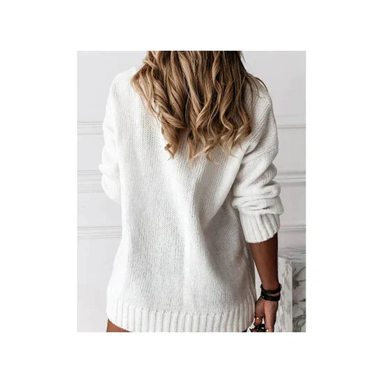 Damen Strickpullover V-Ausschnitt Oversize Wintermode-Luzern Mode