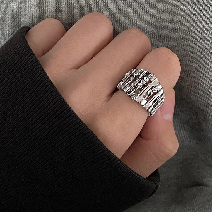 Silberner Offener Ring | Verstellbar Perlen Stilvoll Langlebig Einzigartig-Luzern Mode