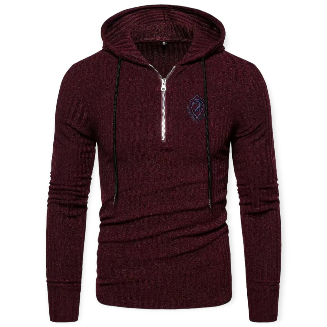 Herren Strickpullover mit Reißverschluss - Weiches Material-Kastanienbraun-S-Luzern Mode