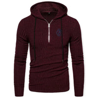 Herren Strickpullover mit Reißverschluss - Weiches Material-Kastanienbraun-S-Luzern Mode