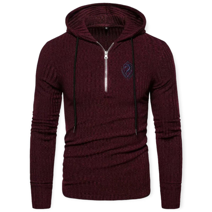 Herren Strickpullover mit Reißverschluss - Weiches Material-Kastanienbraun-S-Luzern Mode