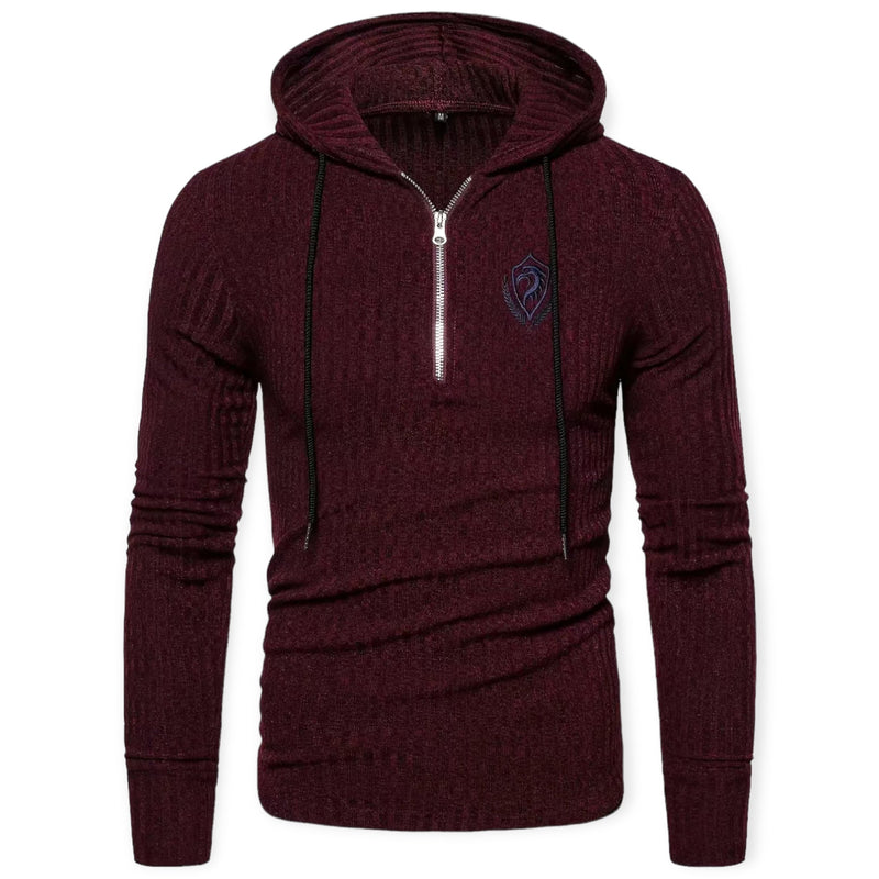 Herren Strickpullover mit Reißverschluss - Weiches Material-Kastanienbraun-S-Luzern Mode