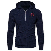 Herren Strickpullover mit Reißverschluss - Weiches Material-Marineblau-S-Luzern Mode