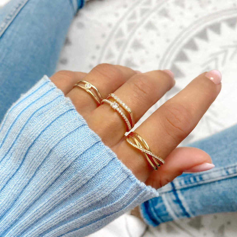 Ring mit Steinen | Zirkonia Stilvoll Silber Langlebig Vielseitig Gold-Luzern Mode