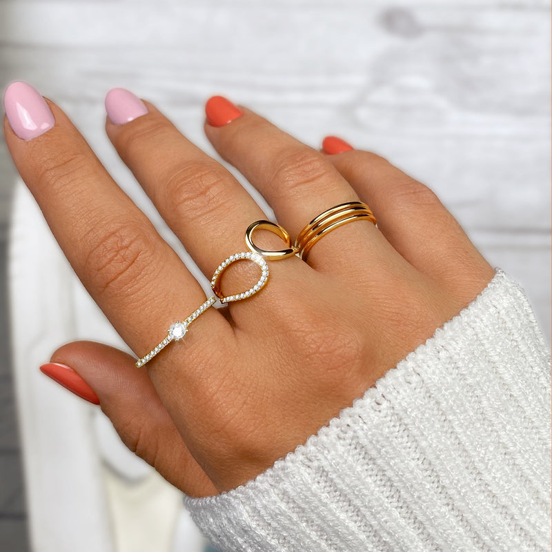 Ring mit Steinen | Zirkonia Stilvoll Silber Langlebig Vielseitig Gold-Luzern Mode