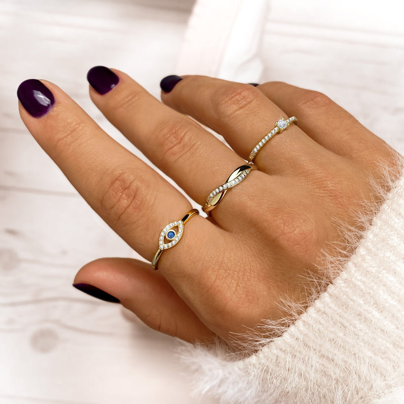 Ring mit Steinen | Zirkonia Stilvoll Silber Langlebig Vielseitig Gold-Luzern Mode