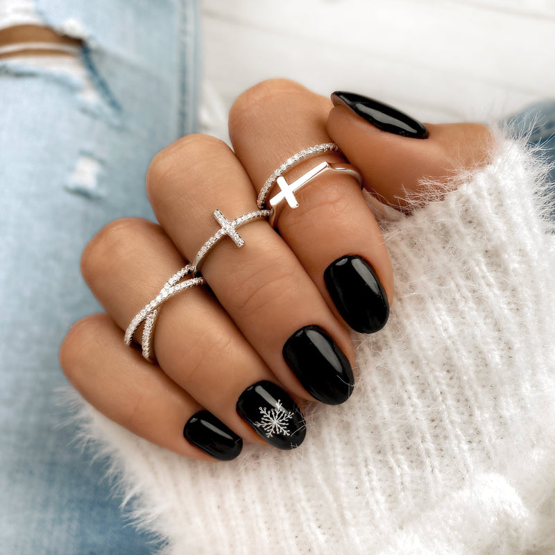 Ring mit Kreuz | Zirkonia Glaube Stil Funkelnd Langlebig Silber-Luzern Mode