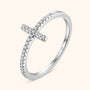 Ring mit Kreuz | Zirkonia Glaube Stil Funkelnd Langlebig Silber-Silber-5-Luzern Mode