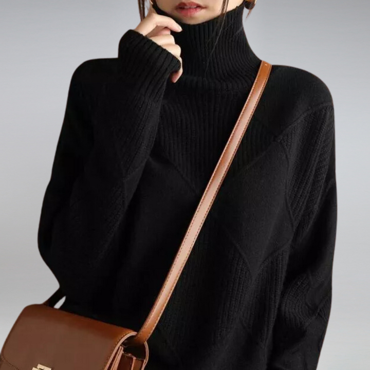 Damen Rollkragenpullover mit Strickmuster für Herbst/Winter-Luzern Mode