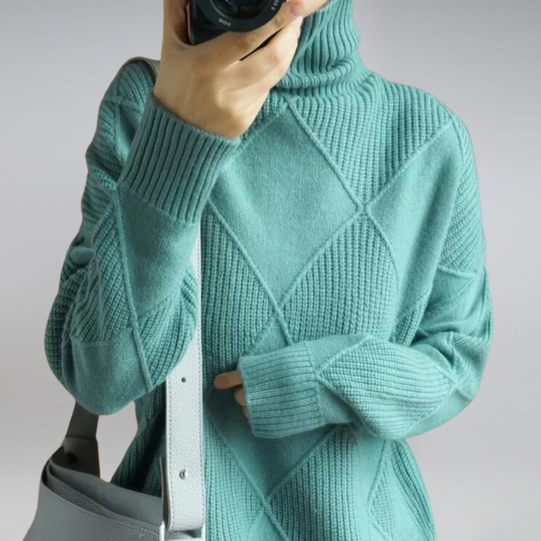 Damen Rollkragenpullover mit Strickmuster für Herbst/Winter-Luzern Mode