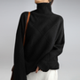 Damen Rollkragenpullover mit Strickmuster für Herbst/Winter-Schwarz-S-Luzern Mode