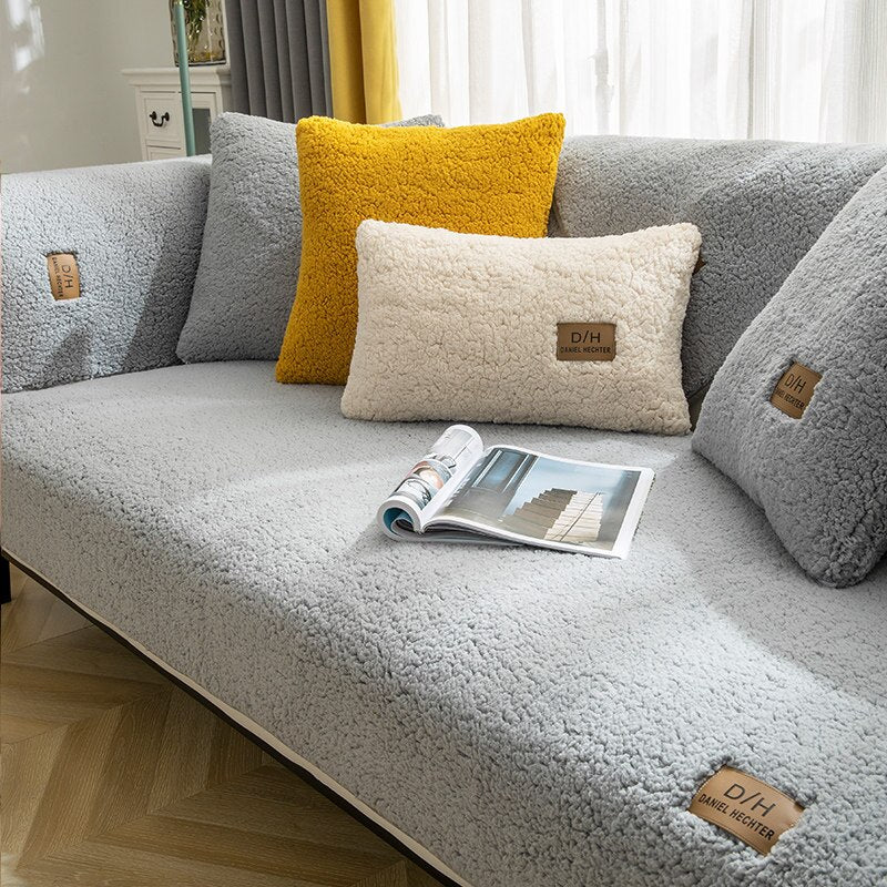 Sofabezug | Universal Waschbar Antirutsch Stilvoll Langlebig Luxuriös Weich-Grau-70x70cm-Luzern Mode