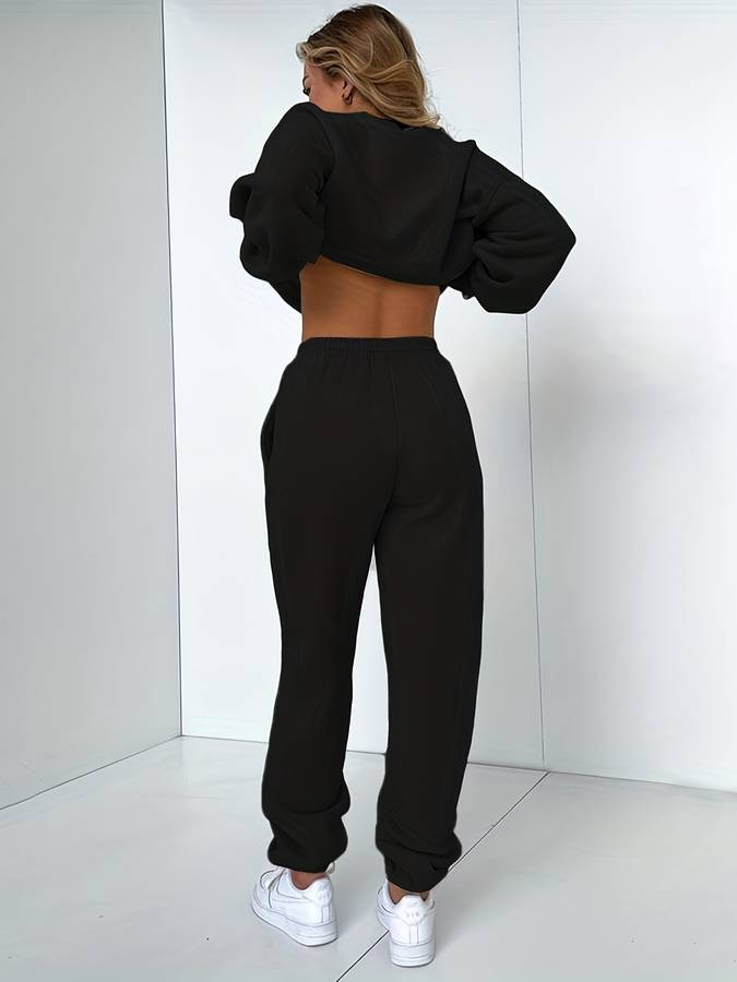 Damen Jogginganzug Set: Bequemes Hoodie und Jogger Outfit-Luzern Mode