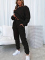 Damen Jogginganzug Set: Bequemes Hoodie und Jogger Outfit-Schwarz-S-Luzern Mode