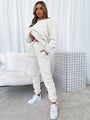 Damen Jogginganzug Set: Bequemes Hoodie und Jogger Outfit-Weiß-S-Luzern Mode
