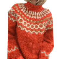 Norwegerpullover Damen Strickmuster Wintermode Online Shop-Rot-S-Luzern Mode