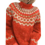 Norwegerpullover Damen Strickmuster Wintermode Online Shop-Rot-S-Luzern Mode