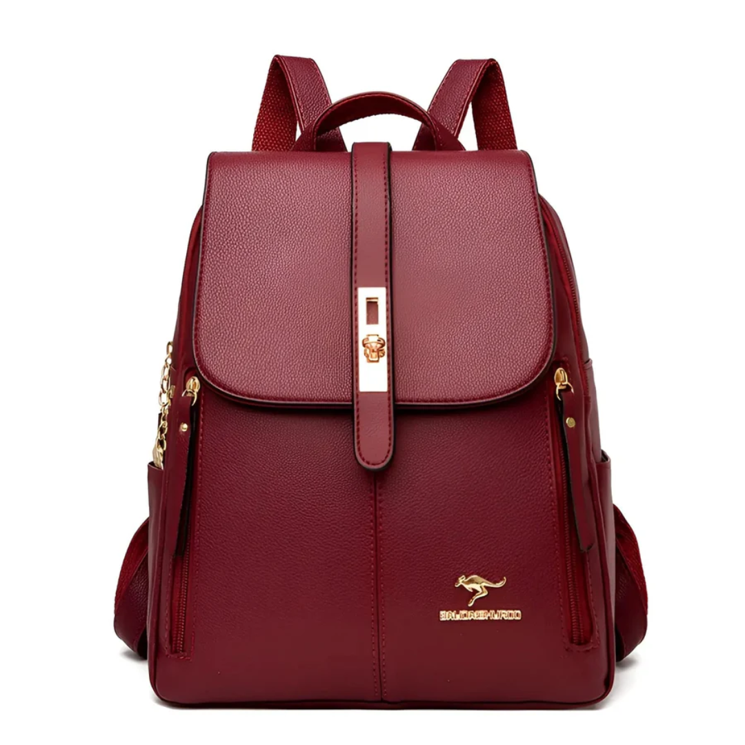 Damen Rucksack Leder - Eleganter City Backpack Alltag-Burgunderrot-Luzern Mode