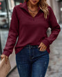 Damen Strickpullover mit Reißverschluss und Stehkragen-Bordeauxrot-S-Luzern Mode