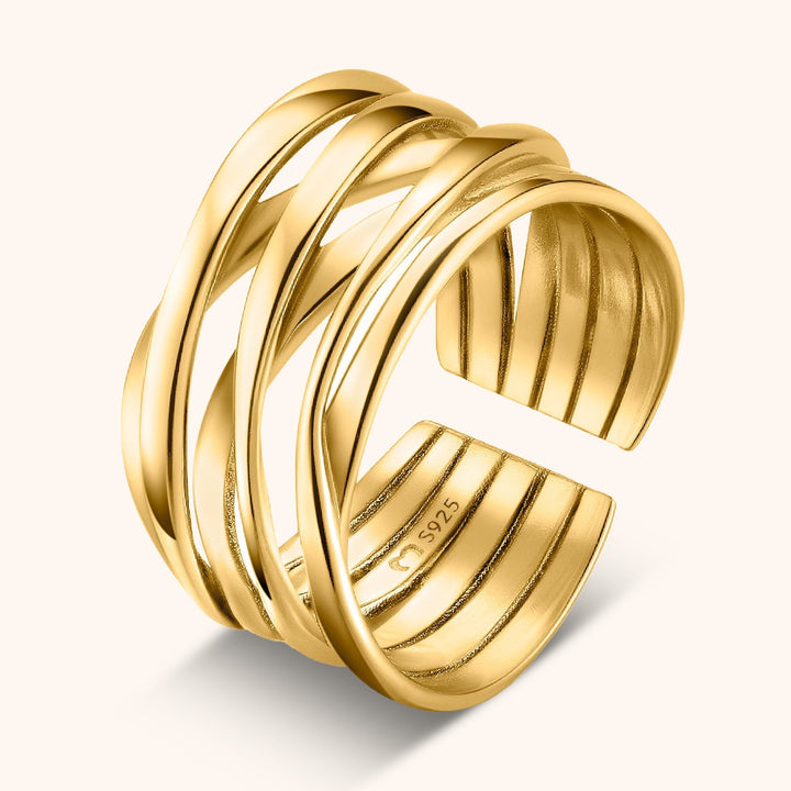 Damenring | Verstellbar One Size Stilvoll Verzweigt Einzigartig Silber-Gold-Luzern Mode