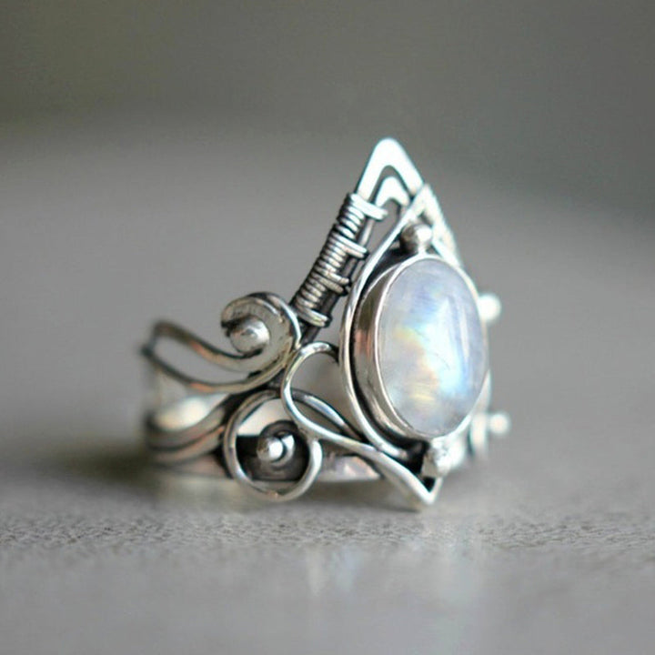 Ring für Damen | Mondstein | Statement | Vintage | Stilvoll | Silber-Luzern Mode