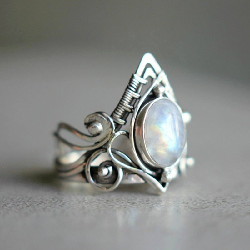 Ring für Damen | Mondstein | Statement | Vintage | Stilvoll | Silber-Luzern Mode