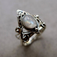 Ring für Damen | Mondstein | Statement | Vintage | Stilvoll | Silber-51mm-Luzern Mode