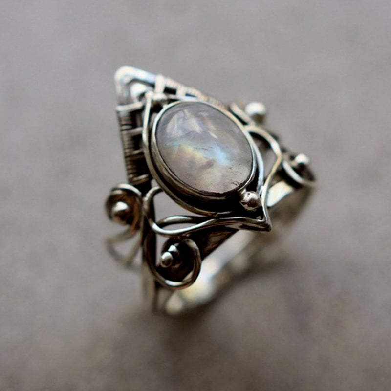 Ring für Damen | Mondstein | Statement | Vintage | Stilvoll | Silber-51mm-Luzern Mode