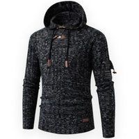 Herren Strickpullover mit Kapuze - Modischer Hoodie Style-Dunkelgrau-S-Luzern Mode
