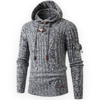 Herren Strickpullover mit Kapuze - Modischer Hoodie Style-Hellgrau-S-Luzern Mode