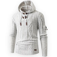 Herren Strickpullover mit Kapuze - Modischer Hoodie Style-Weiß-S-Luzern Mode