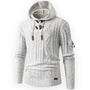 Herren Strickpullover mit Kapuze - Modischer Hoodie Style-Weiß-S-Luzern Mode