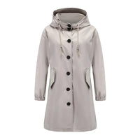 Damen Übergangsjacke mit Kapuze und Knöpfen - Elegant-Grau-S-Luzern Mode