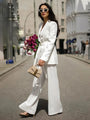 Eleganter Damenblazer mit Gürtel und passender Hose-Weiß-XS-Luzern Mode