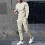 Herren Trainingsanzug Set - Sportbekleidung für Fitness-Beige-S-Luzern Mode